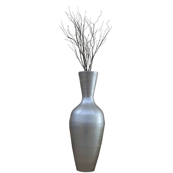 Grand vase Uniquewise de 37 po en bambou argenté