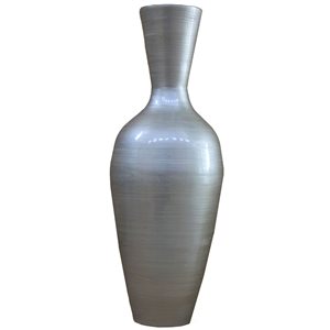 Grand vase Uniquewise de 37 po en bambou argenté