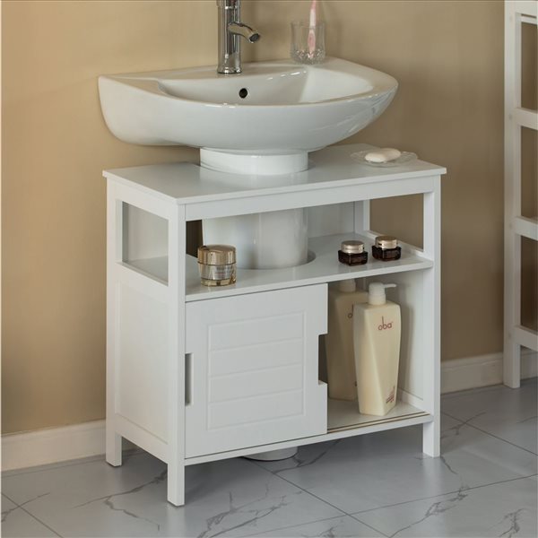 Basicwise 23.75-in White Bathroom Vanity With White Wood Top