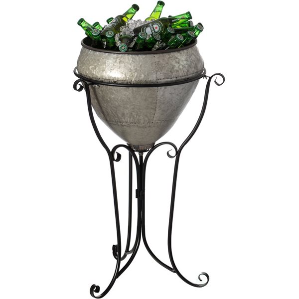 Vintiquewise 20.5-in Galvanized Metal Ice Bucket Beverage Cooler with Stand