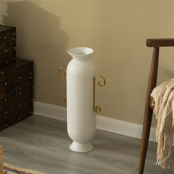 Grand vase Uniquewise de 19,25 po en métal blanc