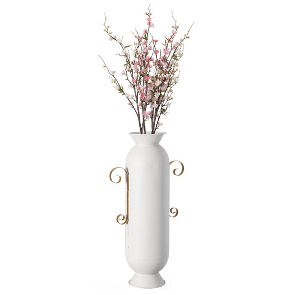 Grand vase Uniquewise de 19,25 po en métal blanc