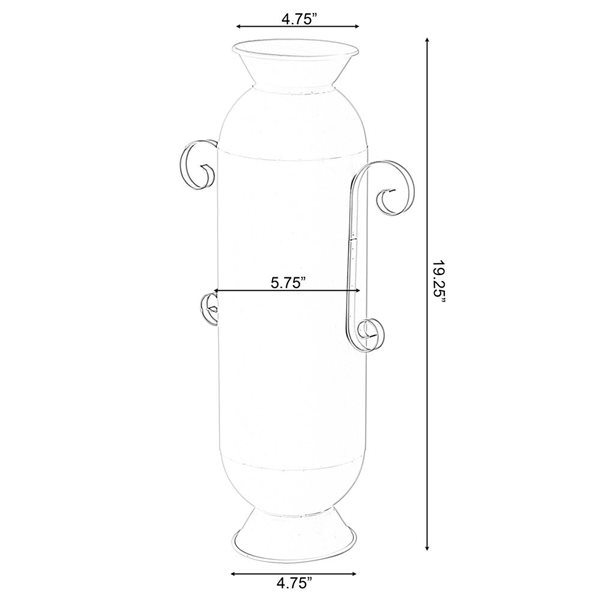 Grand vase Uniquewise de 19,25 po en métal blanc