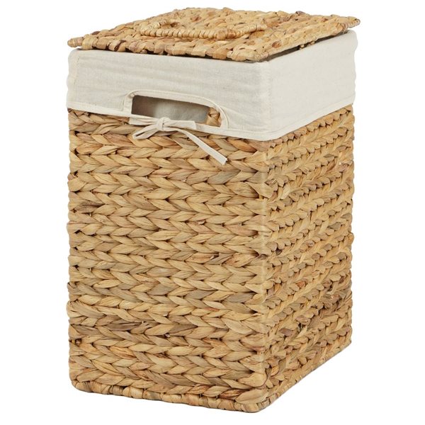 Vintiquewise 11.75-in x 9-in x 15-in Water Hyacinth Laundry Basket ...