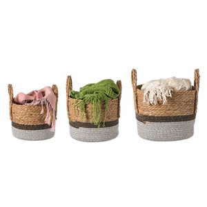 Vintiquewise 11.75-in W x 12.5-in H x 12-in D Brown Woven Baskets - Set of 3