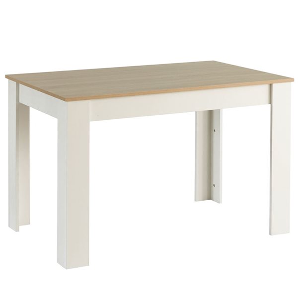 Table à manger Basicwise de 27,5 po x 43 po en bois blanc avec 2 bancs