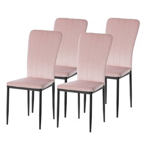 Fabulaxe Modern Pink Fabric Dining Chairs - Set of 4