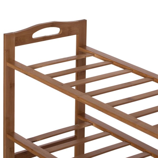 Basicwise 12-Pair Natural Wood Shoe Rack