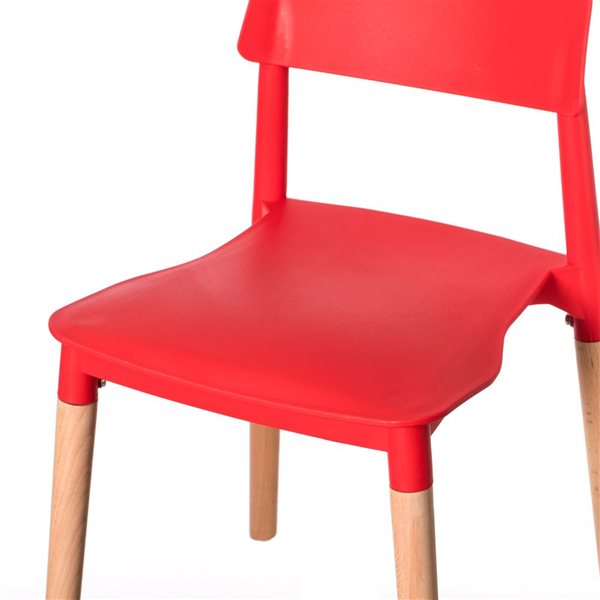 Fabulaxe Modern Red Plastic Dining Chairs - Set of 4