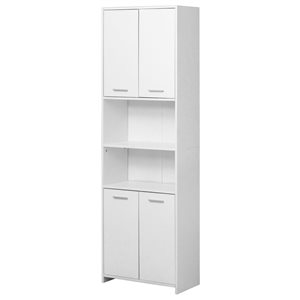 Basicwise 12-in x 76.75-in x 23.5-in White Freestanding Linen Cabinet