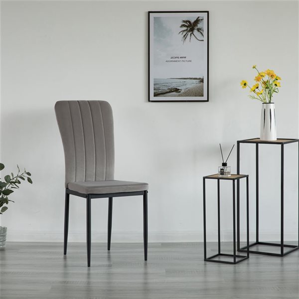 Fabulaxe Modern Grey Fabric Dining Chair