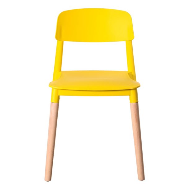 Fabulaxe Modern Yellow Plastic Dining Chairs - Set of 4