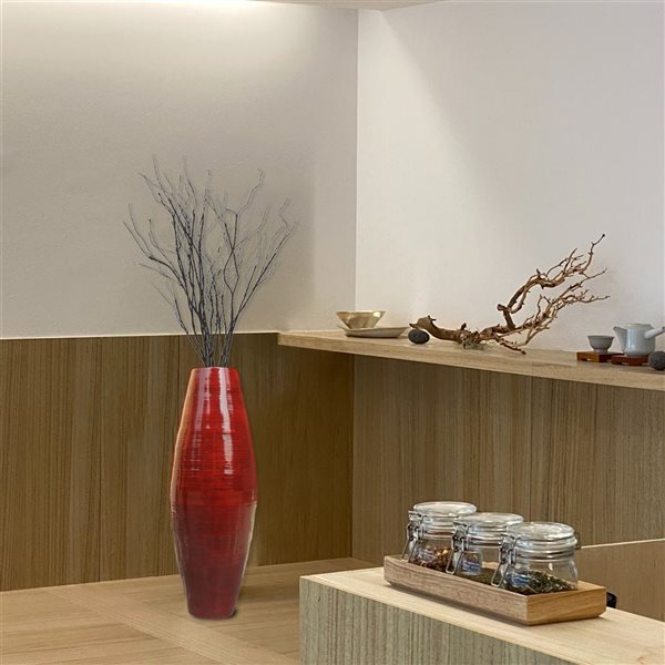 Uniquewise 37-in Red Bamboo Floor Vase