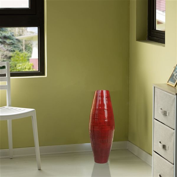 Uniquewise 37-in Red Bamboo Floor Vase