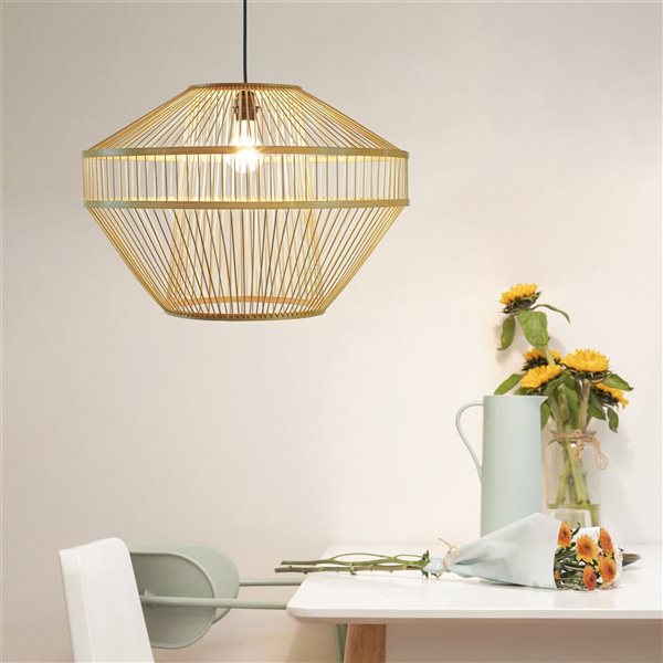 Lustre moderne/contemporain Vintiquewise à 1 lumière en rotin naturel