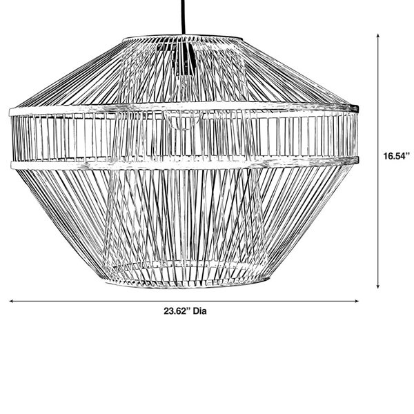 Lustre moderne/contemporain Vintiquewise à 1 lumière en rotin naturel