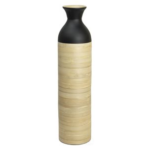 Grand vase Uniquewise de 23,5 po en bambou noir lustré et bambou naturel