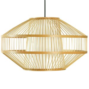 Luminaire suspendu de type lanterne par Vintiquewise moderne/contemporain de 19,75 po, naturel