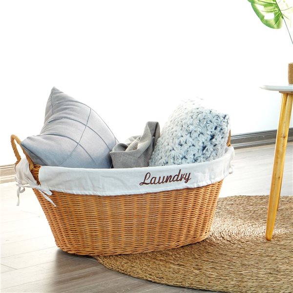 Vintiquewise 17-in x 25-in x 13-in Rattan Basket