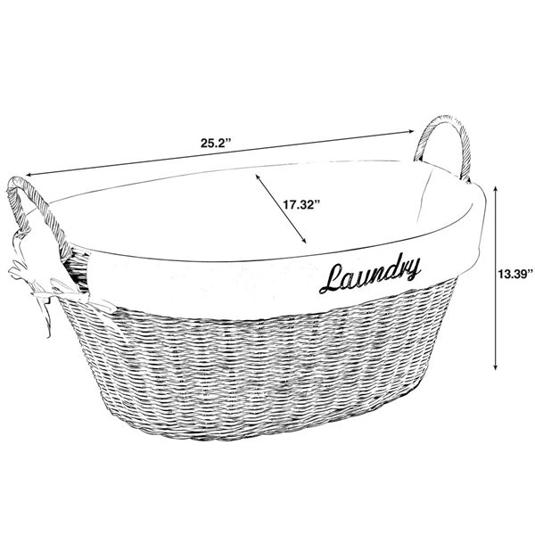 Vintiquewise 17-in x 25-in x 13-in Rattan Basket