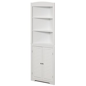 Basicwise 23.75-in x 67.75-in x 12-in White Freestanding Corner Linen Cabinet