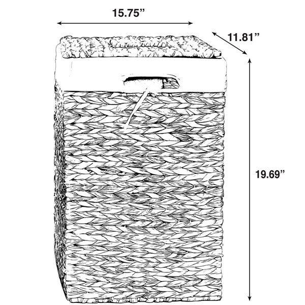 Panier à linge Vintiquewise de 15,75 po x 11,75 po x 19,75 po en jacinthe d'eau