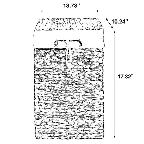 Panier à linge Vintiquewise de 13,75 po x 10,25 po x 17,25 po en jacinthe d'eau