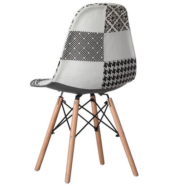 Chaises de salle à manger Fabulaxe modernes en tissu patchwork gris, ensemble de 4