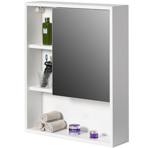 Basicwise 23.75-in x 30-in White Mirrored Medicine Cabinet