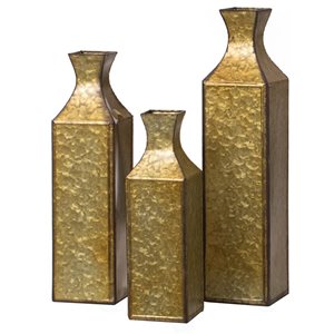 Uniquewise 23.75-in Gold Metal Floor Vases - Set of 3