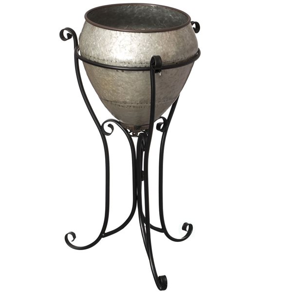 Vintiquewise 17-in Galvanized Metal Ice Bucket Beverage Cooler with Stand