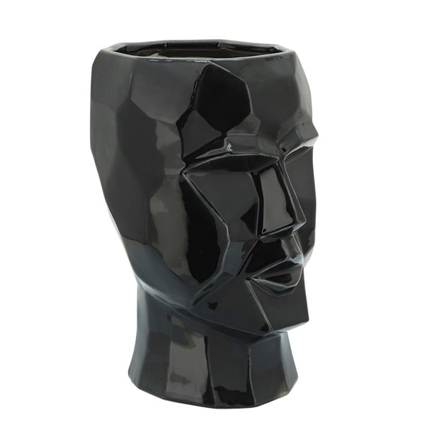 Sagebrook Home Black Ceramic Modern Face Vase