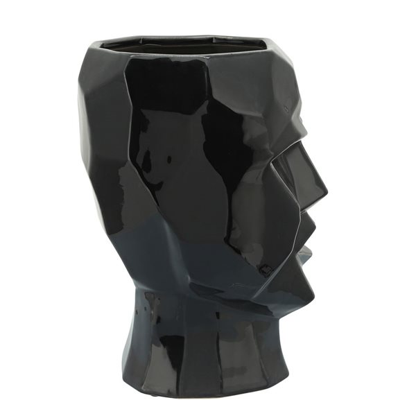 Sagebrook Home Black Ceramic Modern Face Vase