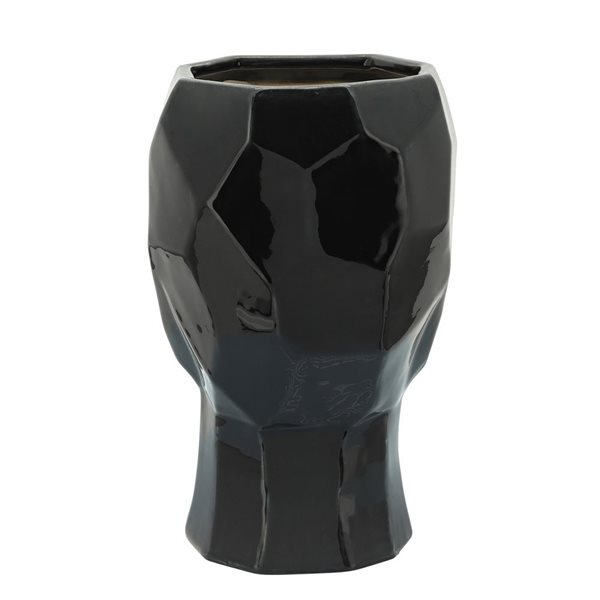 Sagebrook Home Black Ceramic Modern Face Vase