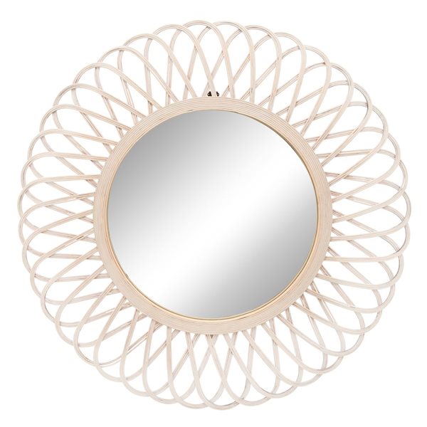 Sagebrook Home 35-in x 2-in Round Brown Framed Wall Mirror