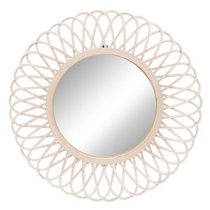 Sagebrook Home 35-in x 2-in Round Brown Framed Wall Mirror