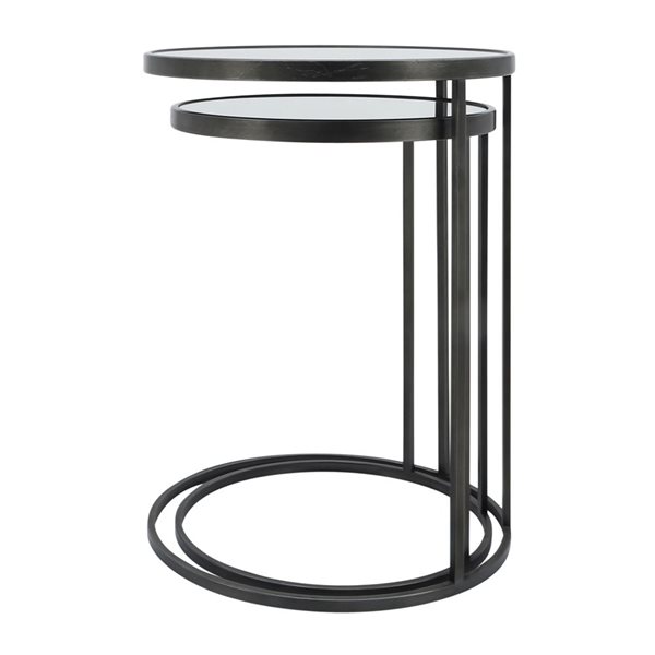 Sagebrook Home Black/Gold Side Table - 2-Piece