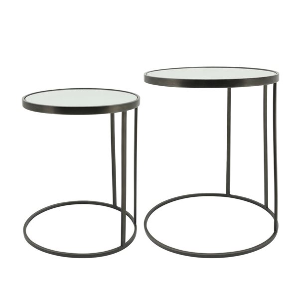 Sagebrook Home Black/Gold Side Table - 2-Piece