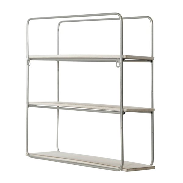 Sagebrook Home 18-in x 19-in x 6-in White/Silver Metal 3-Tier Wall Shelf