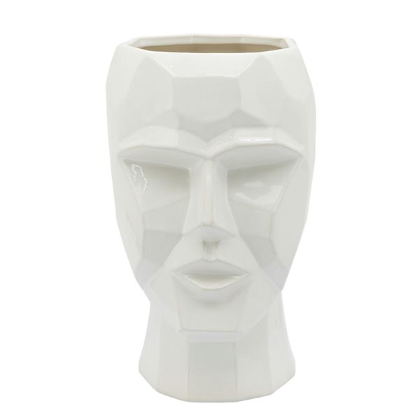 Sagebrook Home White Ceramic Modern Face Vase