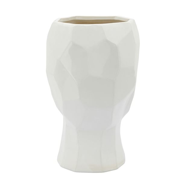 Sagebrook Home White Ceramic Modern Face Vase