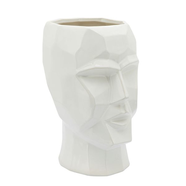 Sagebrook Home White Ceramic Modern Face Vase