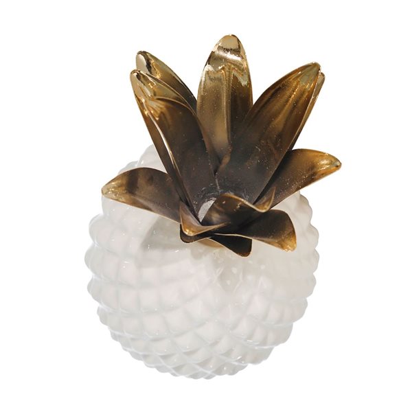 Sagebrook Home White Ceramic/Metal Contemporary Pineapple Vase