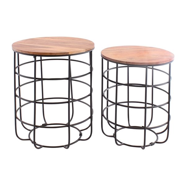 Sagebrook Home Black Side Table - 2-Piece