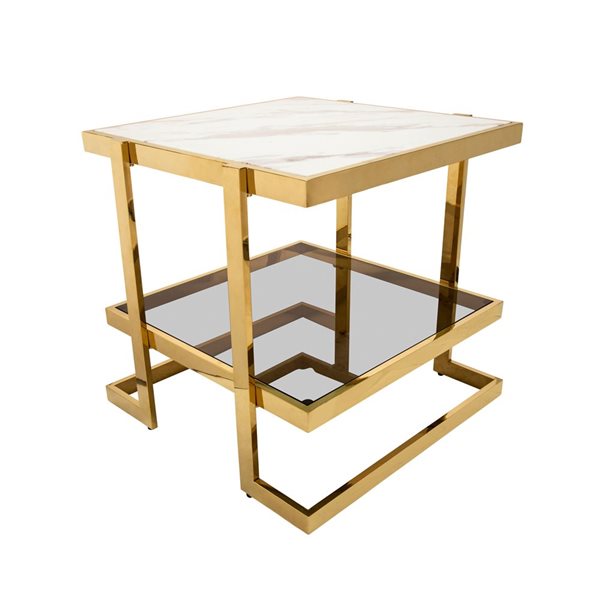 Sagebrook Home Gold Glass Square End Table