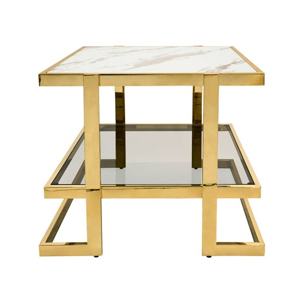 Sagebrook Home Gold Glass Square End Table