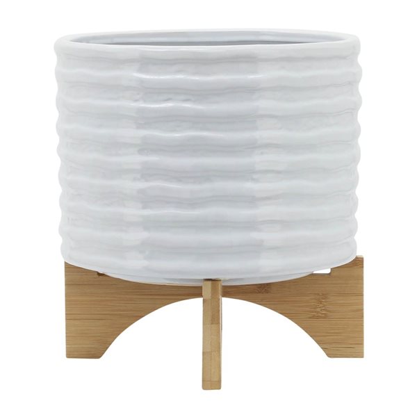 Sagebrook Home 11-in x 12-in White Ceramic Planter on Stand
