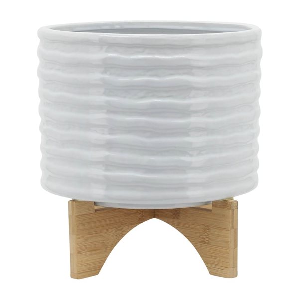 Sagebrook Home 11-in x 12-in White Ceramic Planter on Stand