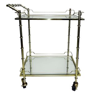 Sagebrook Home Gold Metal Base with Glass Glass Top Kitchen Cart (16-in x 22-in x 30-in)