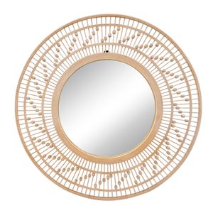 Sagebrook Home 36-in x 1-in Round Brown Framed Wall Mirror